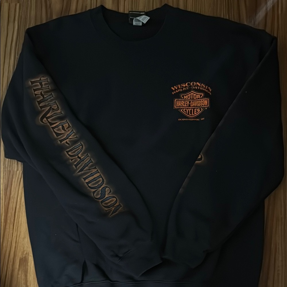 Harley-Davidson Black Sweatshirt with Orange Logo